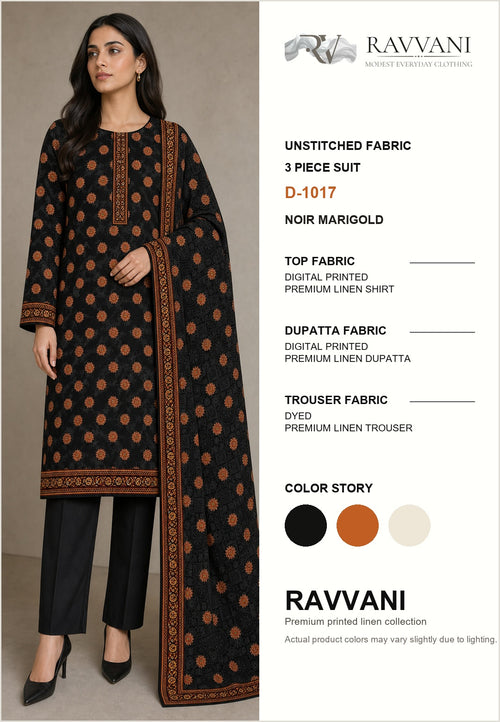 Noir Marigold D-1017 design card and fabric details
