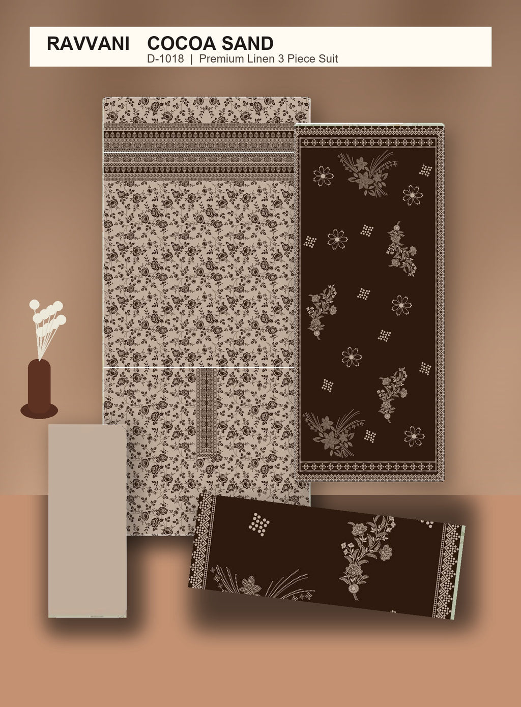 Cocoa Sand D-1018 unstitched fabric layout