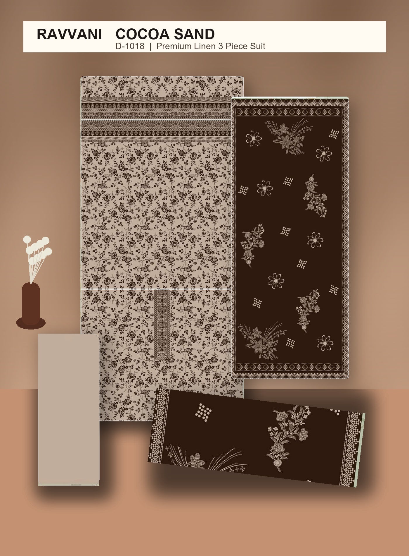 Cocoa Sand D-1018 unstitched fabric layout